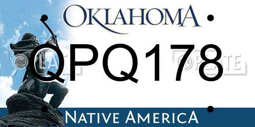 QPQ178 Oklahoma License Plate