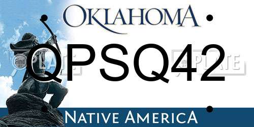 QPSQ42 Oklahoma License Plate