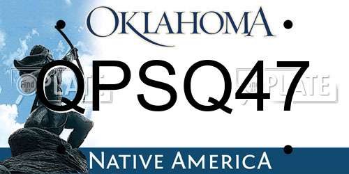 QPSQ47 Oklahoma License Plate