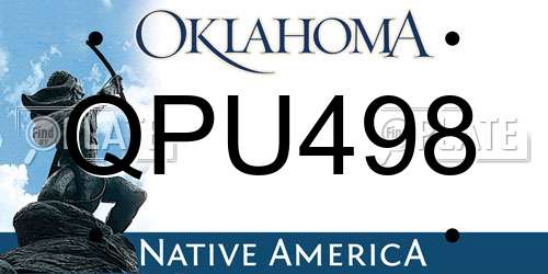 QPU498 Oklahoma License Plate