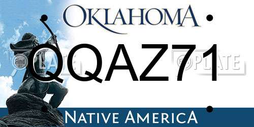 QQAZ71 Oklahoma License Plate