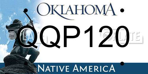 QQP120 Oklahoma License Plate
