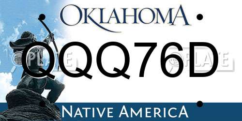 QQQ76D Oklahoma License Plate