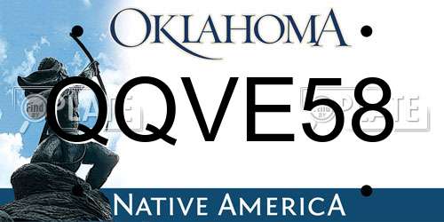 QQVE58 Oklahoma License Plate