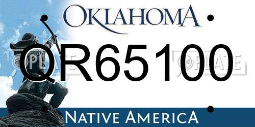 QR65100 Oklahoma License Plate