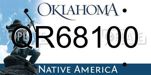 QR68100 Oklahoma License Plate