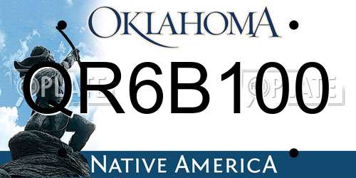 QR6B100 Oklahoma License Plate