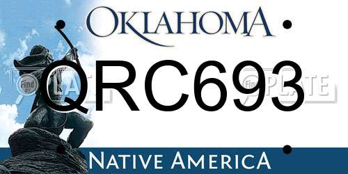 QRC693 Oklahoma License Plate