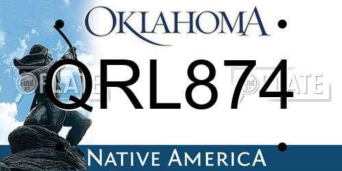 QRL874 Oklahoma License Plate