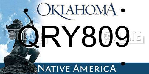 QRY809 Oklahoma License Plate