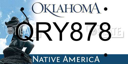 QRY878 Oklahoma License Plate