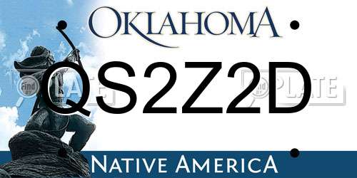 QS2Z2D Oklahoma License Plate
