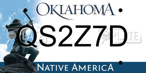 QS2Z7D Oklahoma License Plate