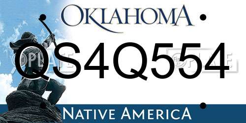 QS4Q554 Oklahoma License Plate