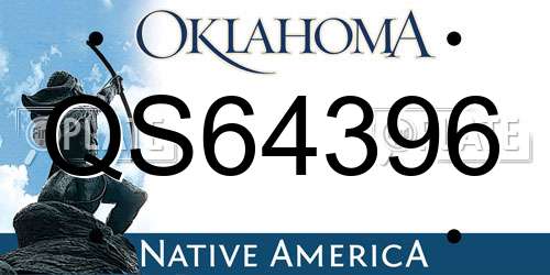 QS64396 Oklahoma License Plate