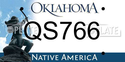 QS766 Oklahoma License Plate