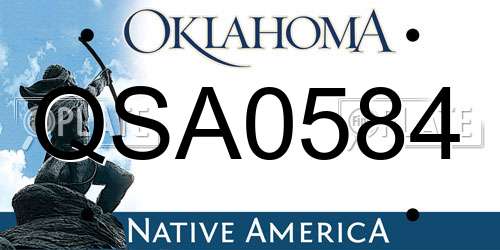 QSA0584 Oklahoma License Plate