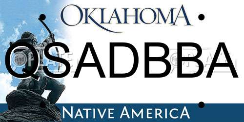 QSADBBA Oklahoma License Plate