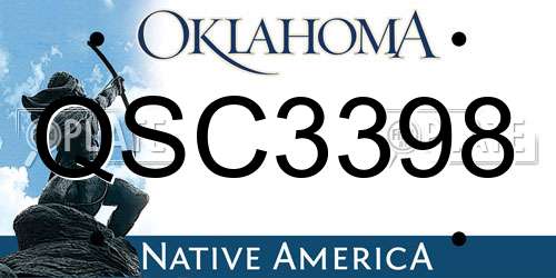 QSC3398 Oklahoma License Plate