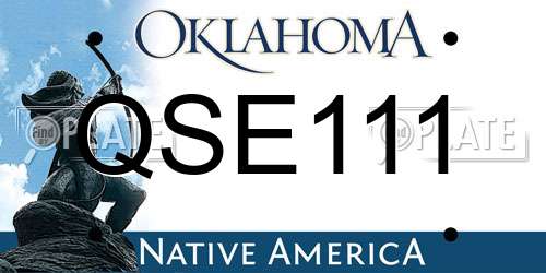 QSE111 Oklahoma License Plate