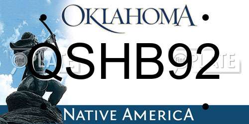 QSHB92 Oklahoma License Plate