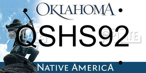 QSHS92 Oklahoma License Plate