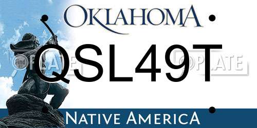 QSL49T Oklahoma License Plate