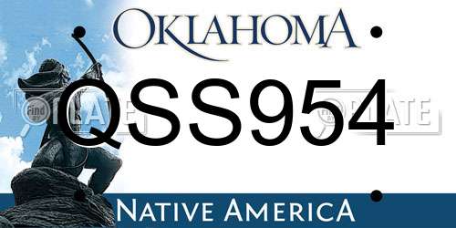 QSS954 Oklahoma License Plate