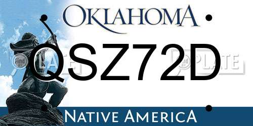 QSZ72D Oklahoma License Plate