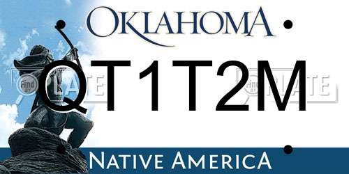 QT1T2M Oklahoma License Plate
