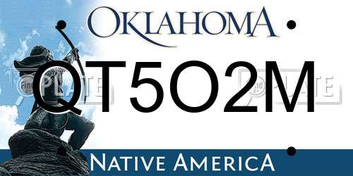 QT5O2M Oklahoma License Plate