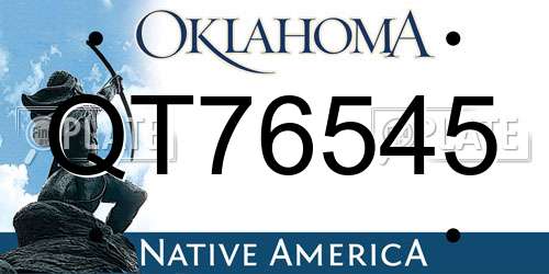 QT76545 Oklahoma License Plate