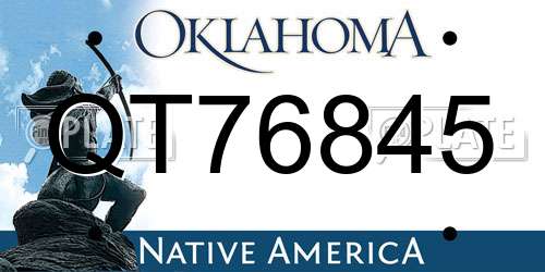 QT76845 Oklahoma License Plate