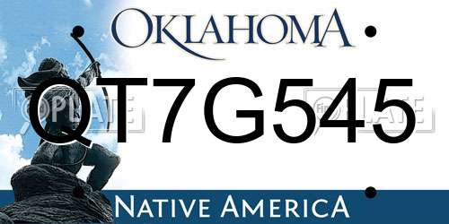QT7G545 Oklahoma License Plate