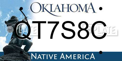 QT7S8C Oklahoma License Plate