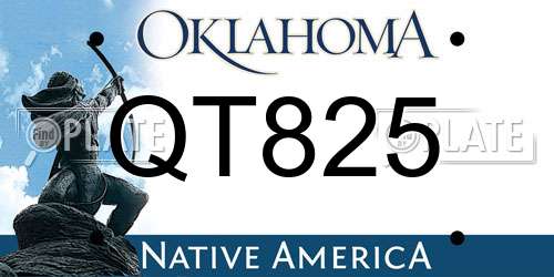 QT825 Oklahoma License Plate