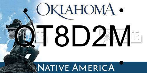 QT8D2M Oklahoma License Plate