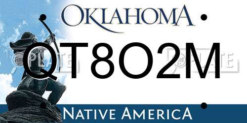 QT8O2M Oklahoma License Plate