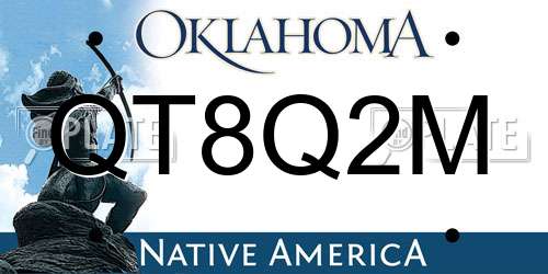 QT8Q2M Oklahoma License Plate