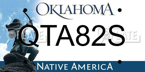 QTA82S Oklahoma License Plate
