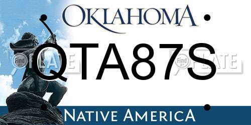 QTA87S Oklahoma License Plate