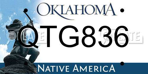 QTG836 Oklahoma License Plate
