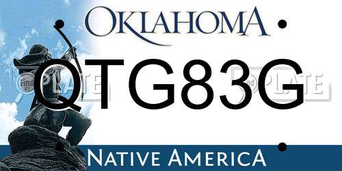 QTG83G Oklahoma License Plate
