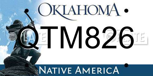 QTM826 Oklahoma License Plate