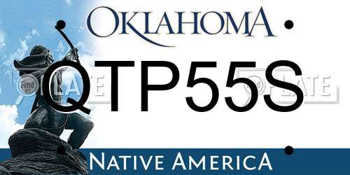 QTP55S Oklahoma License Plate