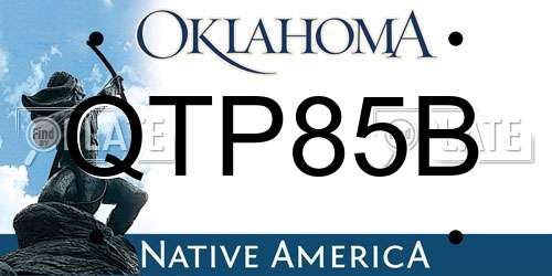 QTP85B Oklahoma License Plate