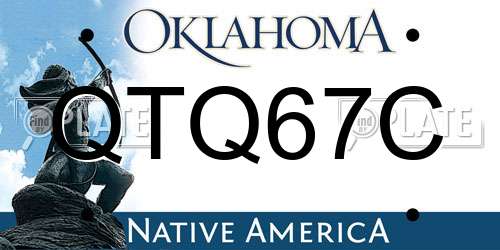 QTQ67C Oklahoma License Plate
