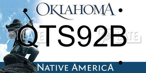 QTS92B Oklahoma License Plate