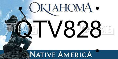 QTV828 Oklahoma License Plate