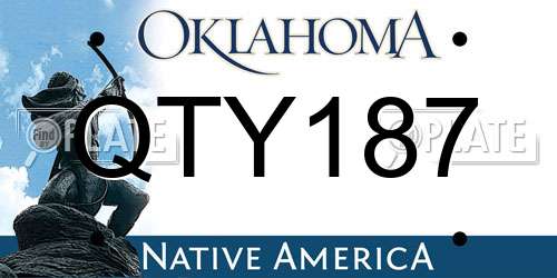 QTY187 Oklahoma License Plate